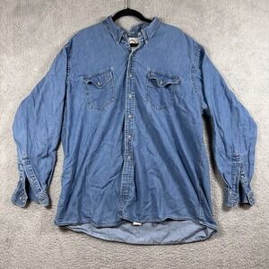 Mid-West Garment Shirt Mens 3XL Blue Denim Western Pearl Snap Pockets Canada